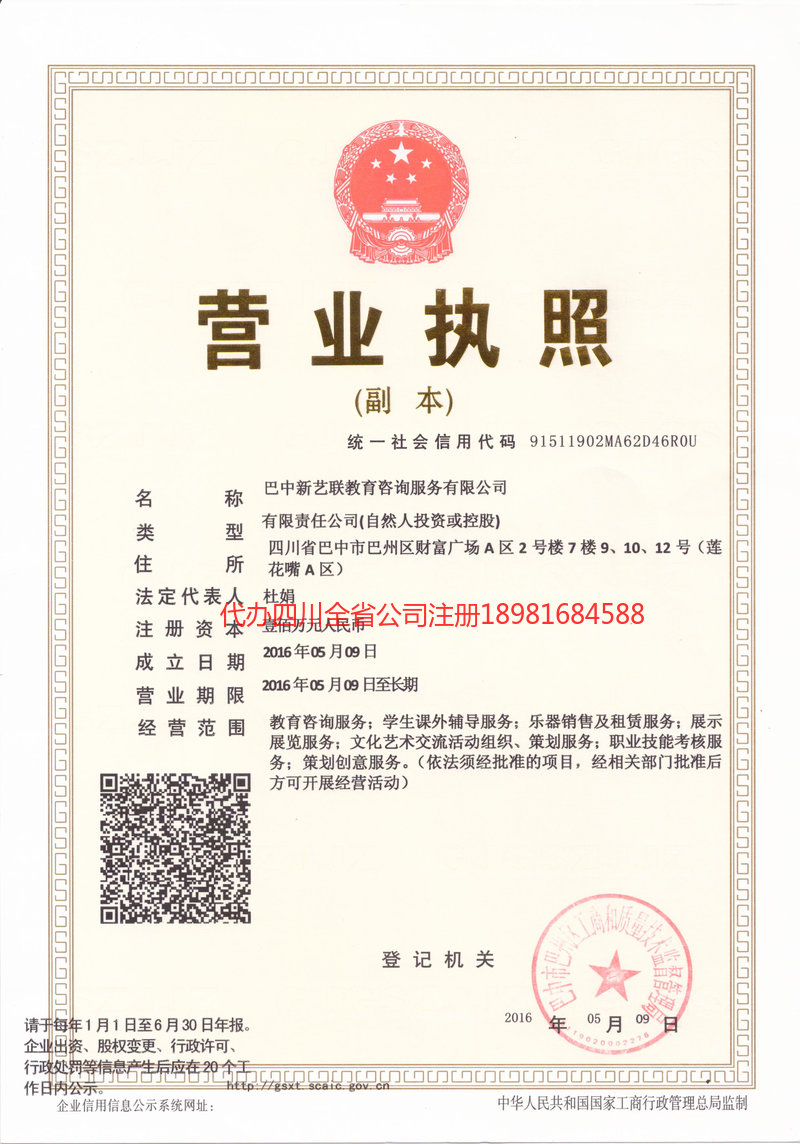 重庆市重庆市新亿联教育咨询服务有限公司